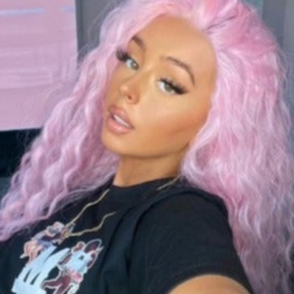 - LONG 40” Pink NATURE WAVY LACEFRONT WIG *NEW*
